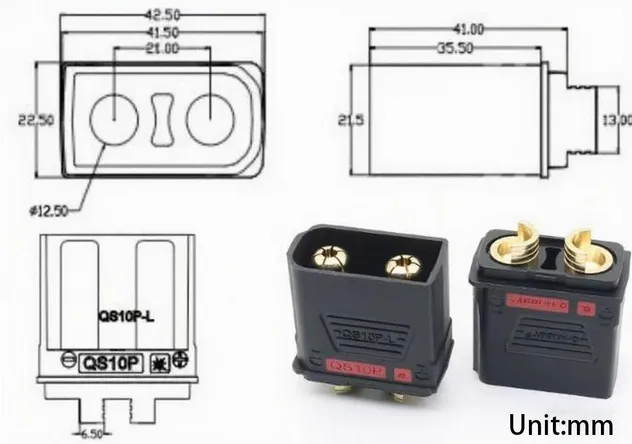 Drone Socket Interface QS10p-L Male and Female Electric Motorcycle Connector