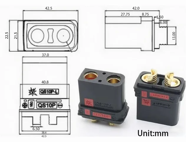 Drone Socket Interface QS10p-L Male and Female Electric Motorcycle Connector